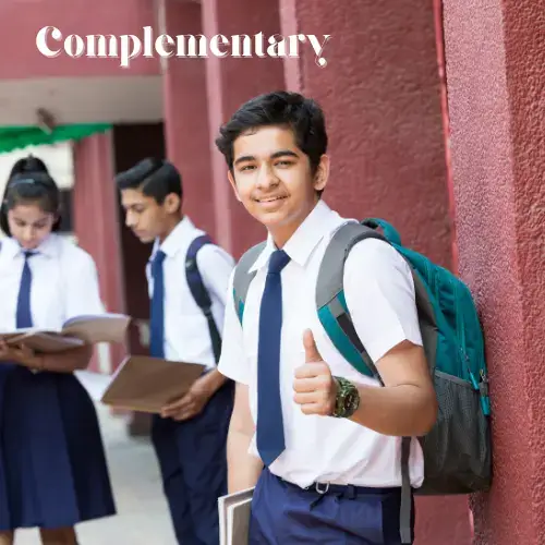 Boy in school with friends having discussion in background about Curiobuddy's children magazines that foster curiosity and creativity